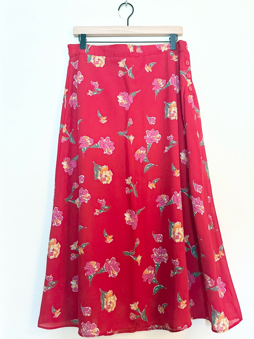 ❤️ vintage 90’s red floral maxi skirt